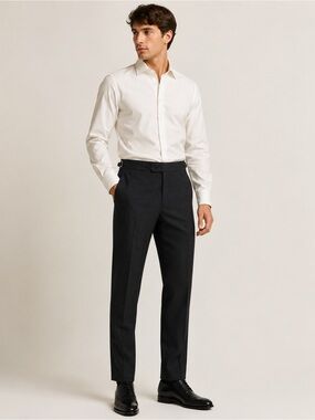 SUITSUPPLY Charcoal Wool Trousers with Side Adjusters
